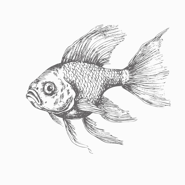 Goldfish sketch hand drawn sketch