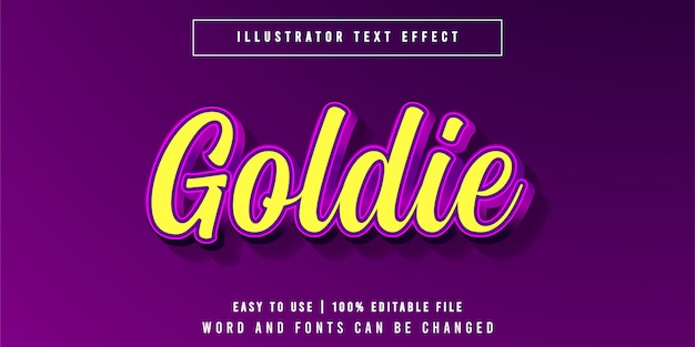 Goldie, bewerkbare gouden paarse teksteffectstijl