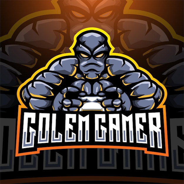 Golem gamer esport mascotte logo ontwerp