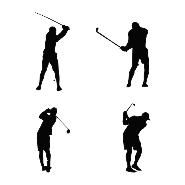 Vector golf athlete silhouettes collection