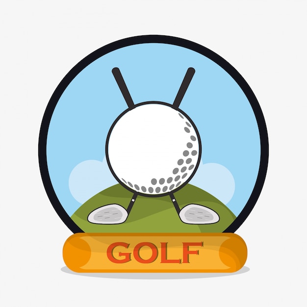 Vector golf ball clubs emblem