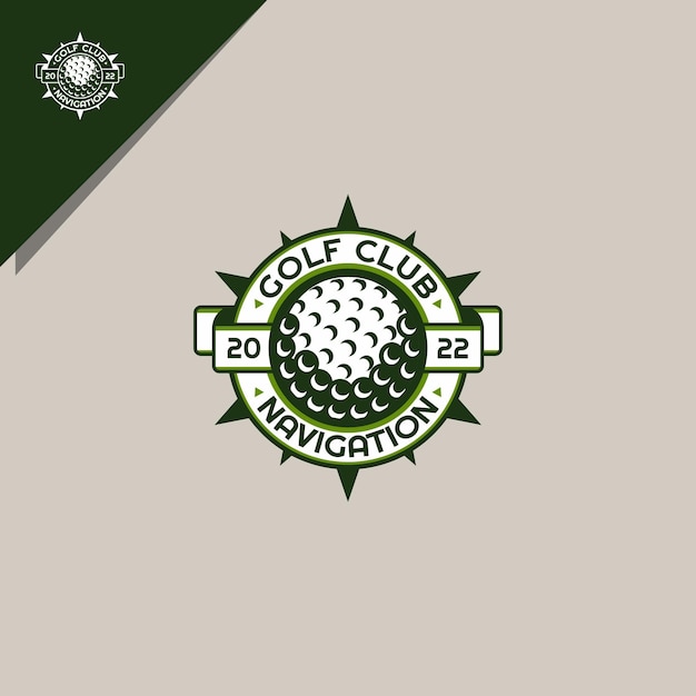 golf ball and compass illustration for sports logo