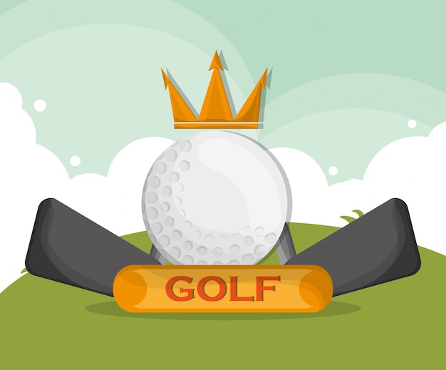 Golf ball crown clubs emblem