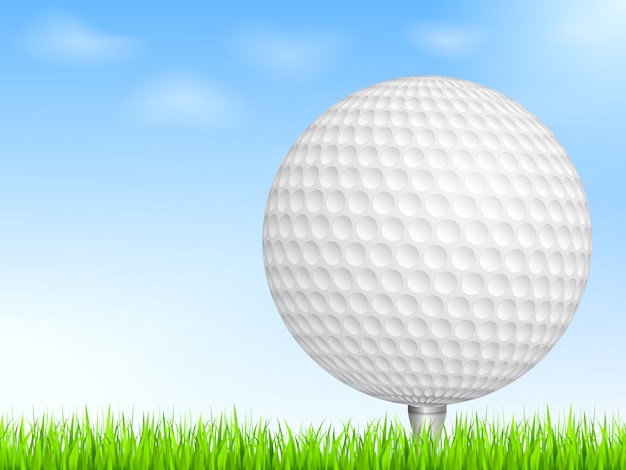 Vector golf ball in grass, vector eps10 illustration