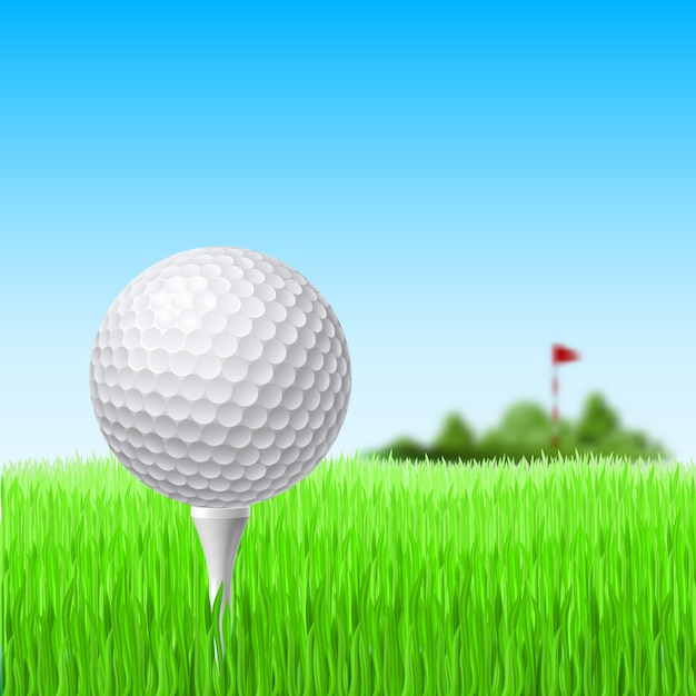 Vector golf ball on the grass