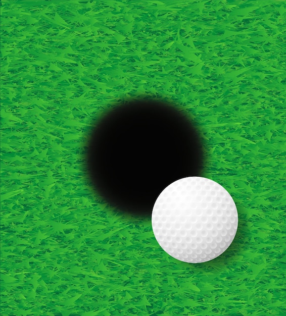 Vector golf ball on the green grass vector illustration