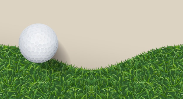 Vector golf ball and green grass.