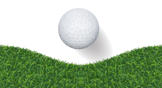 Vector golf ball and green grass.