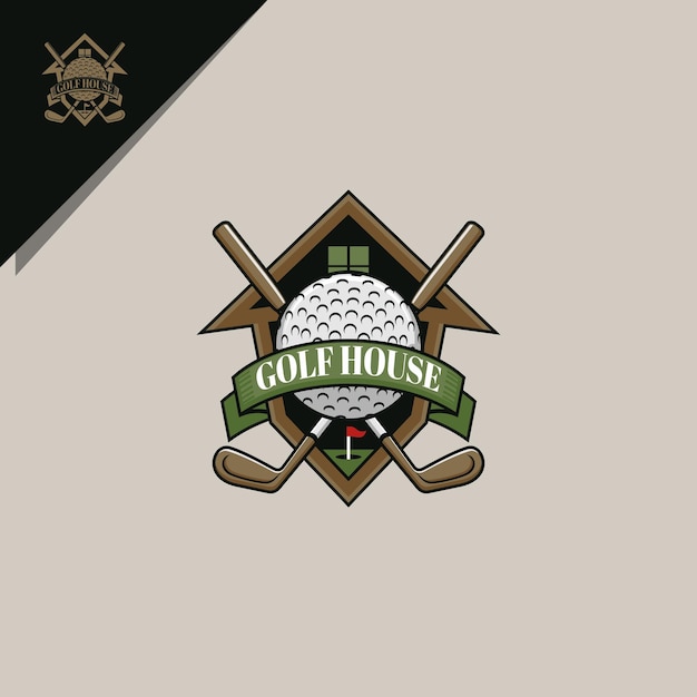 golf ball and house illustration for sports logo