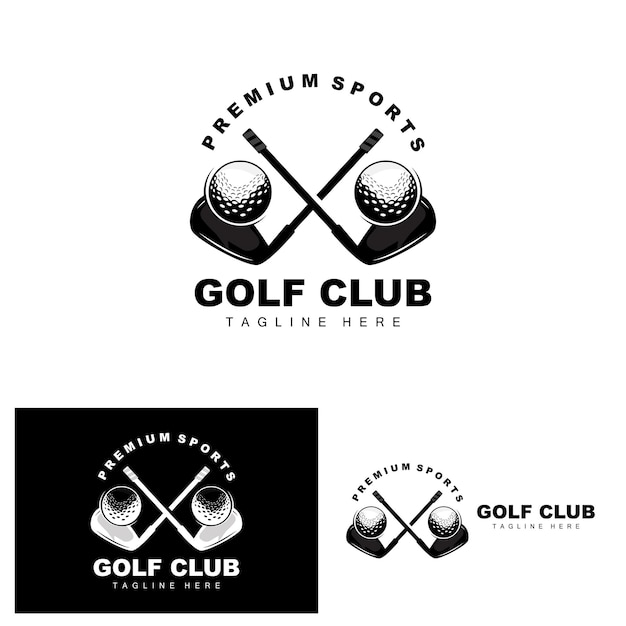 Vettore golf ball logo vector stick golf sport all'aria aperta gioco disciplina modello icona disegno