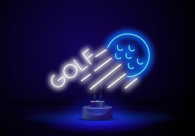 Golf ball neon sign modern glowing banner design colorful trend of modern design on black background Vector illustration