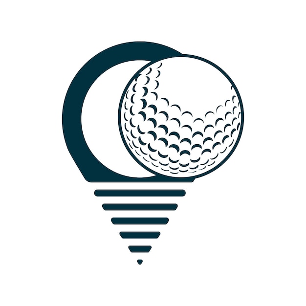 Vector golf ball and pin location mark vector illustration