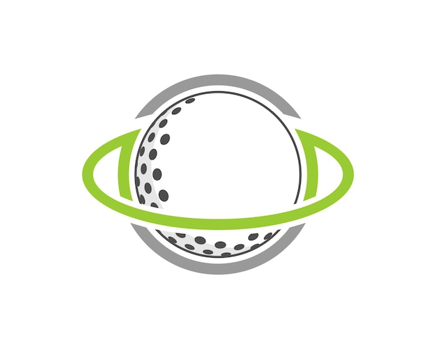 Golf ball in the planet shape logo