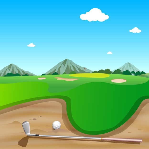 Vector golf ball in sand pit