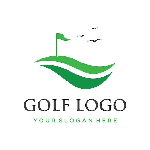 Golf ball and stick and golf course logo template design Logo for professional golf team golf club tournament business event