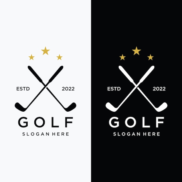 Golf ball and stick and golf course logo template design Logo for professional golf team golf club tournament business event