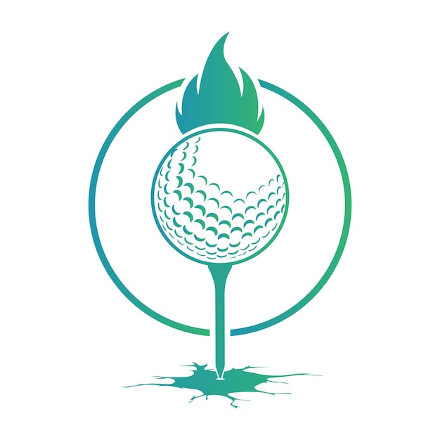 Vector golf ball with fire icon and earth crack vector illustration