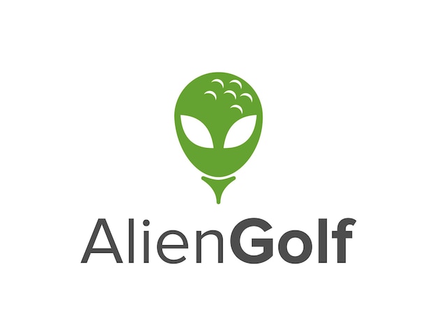 Pallina da golf con testa aliena semplice elegante design geometrico creativo moderno logo