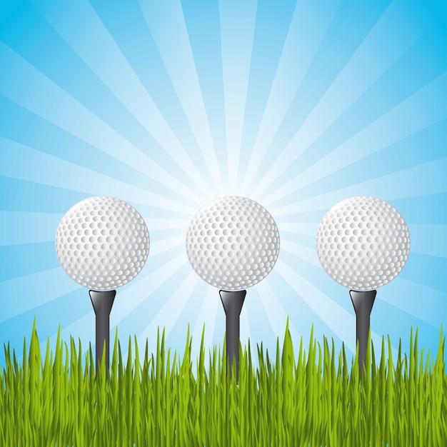 Vector golf balls over landscape with grass vector illustration