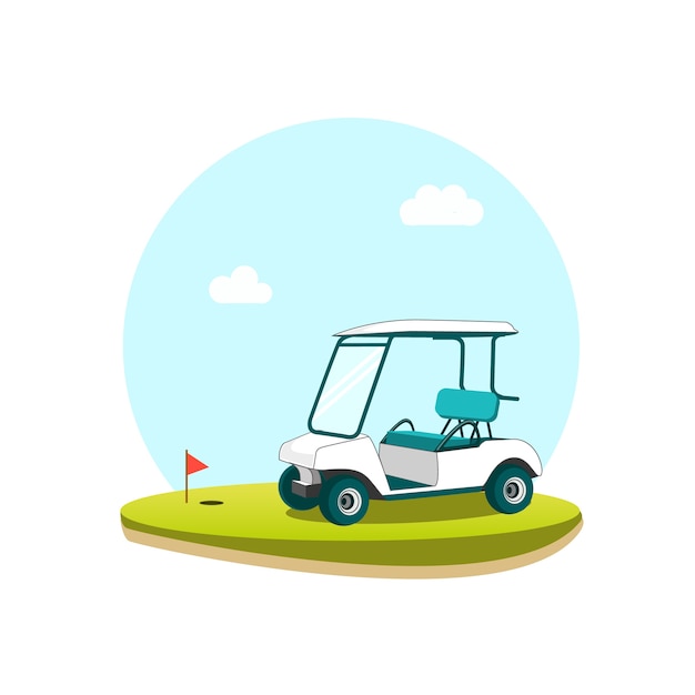 Гольф-корзина в поле для гольфа