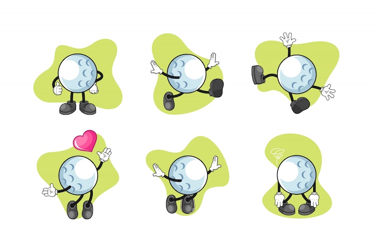 Vector golf cartoon character set