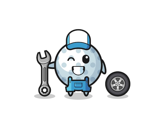 The golf character as a mechanic mascot , cute design