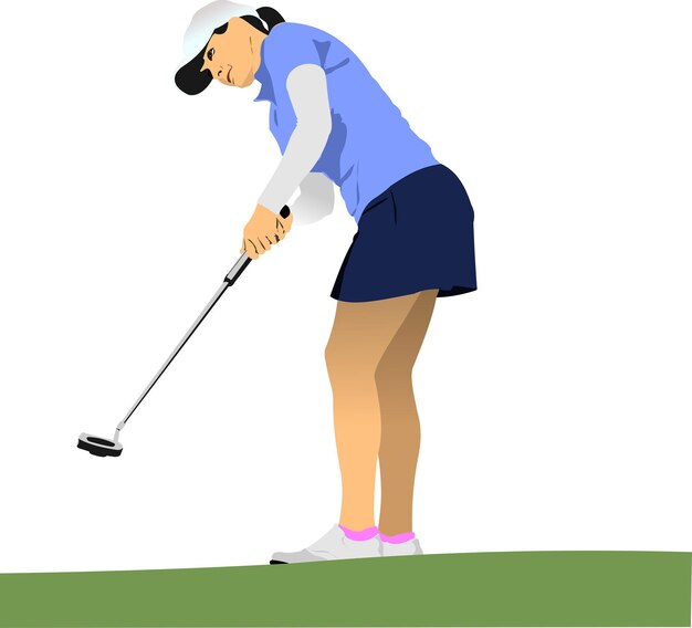 Golf club background with golfer Vector 3d illustration
