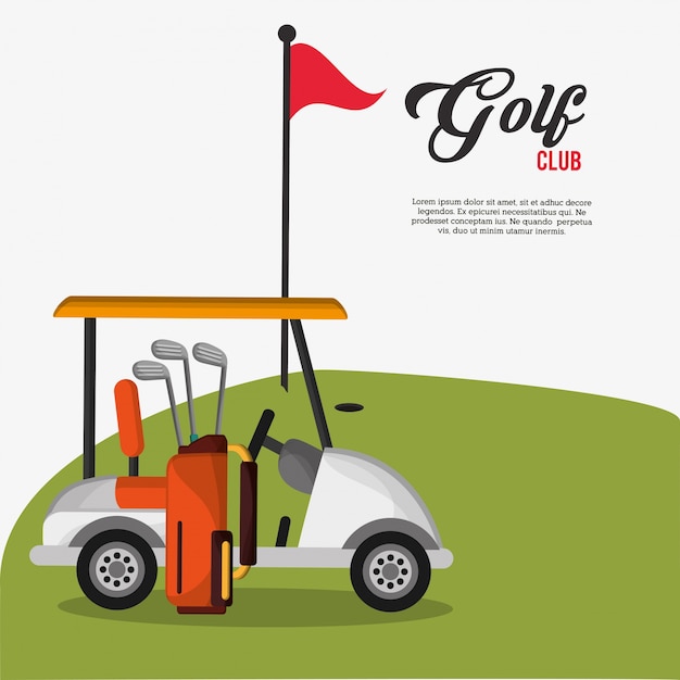 Golf club car bag and clubs flag