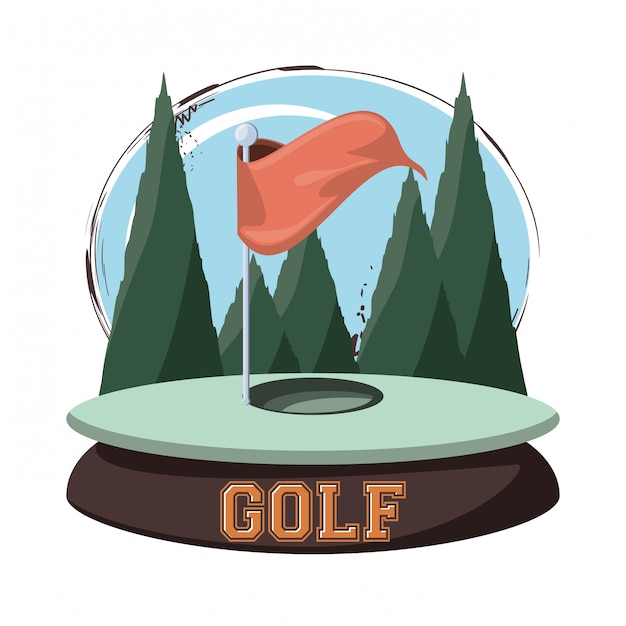Golf club emblem with hole flag