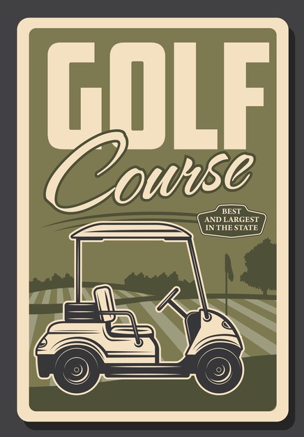 Vettore campo da golf green e tee golf cart