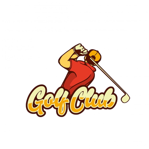 Retro d'annata del manifesto di progettazione del giocatore di golf dell'illustrazione del club di golf