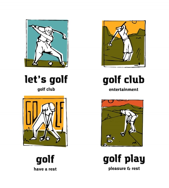 Vector golf club logo icons set.