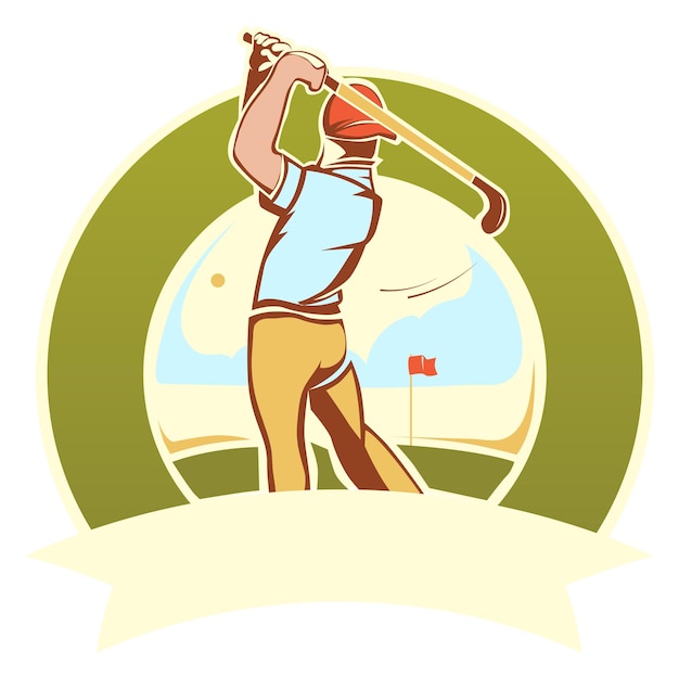 Vector golf club logo in retro style sport tournament emblem