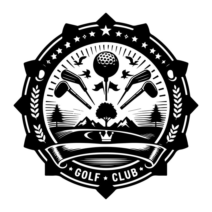 Golf club logos badges labels silhouette vector on a white background