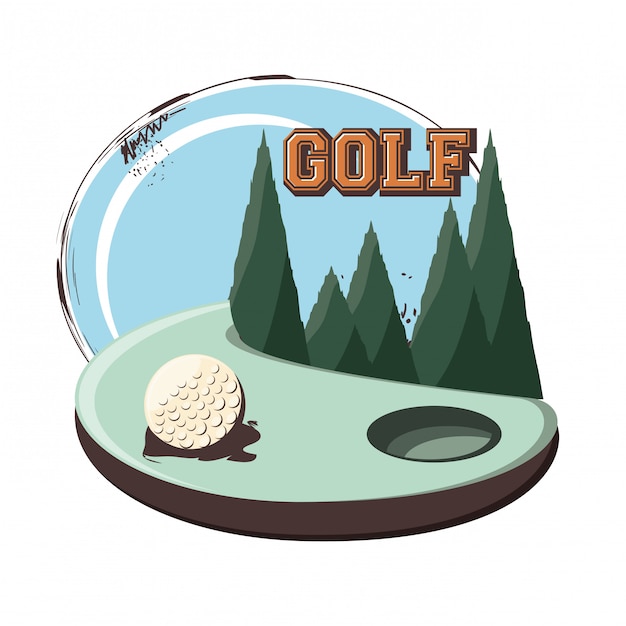 Golf club retro banner with ball