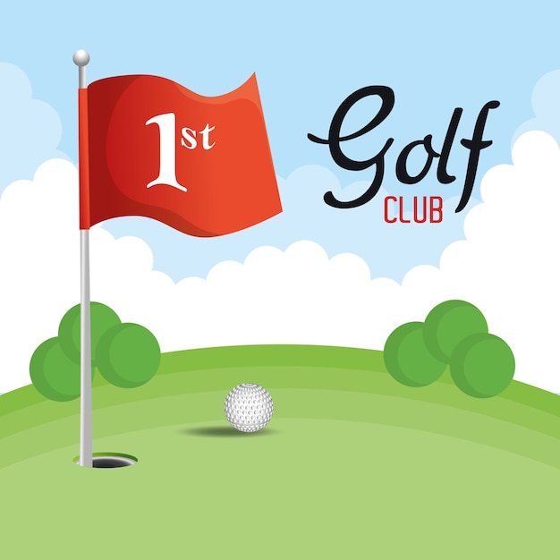 Progettazione dell'illustrazione di vettore dell'icona di sport del club di golf