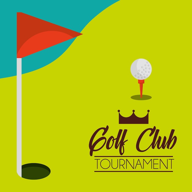 Golf club tournament course and red flag