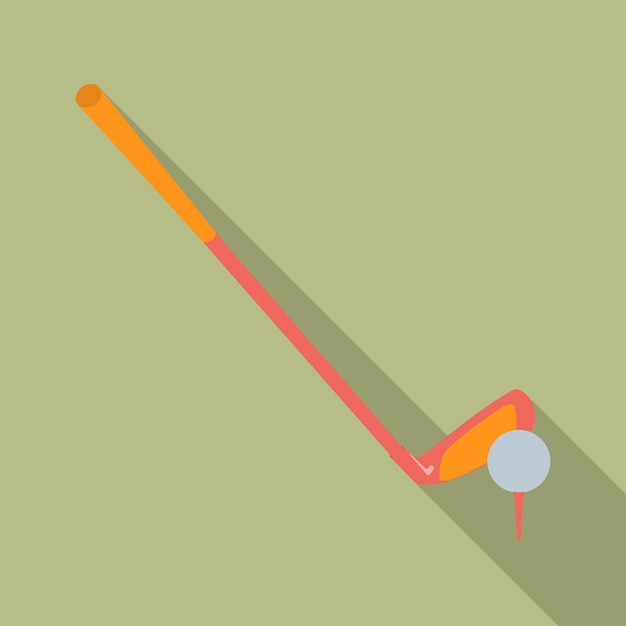 Vector golf club with golf ball icon with long shadow