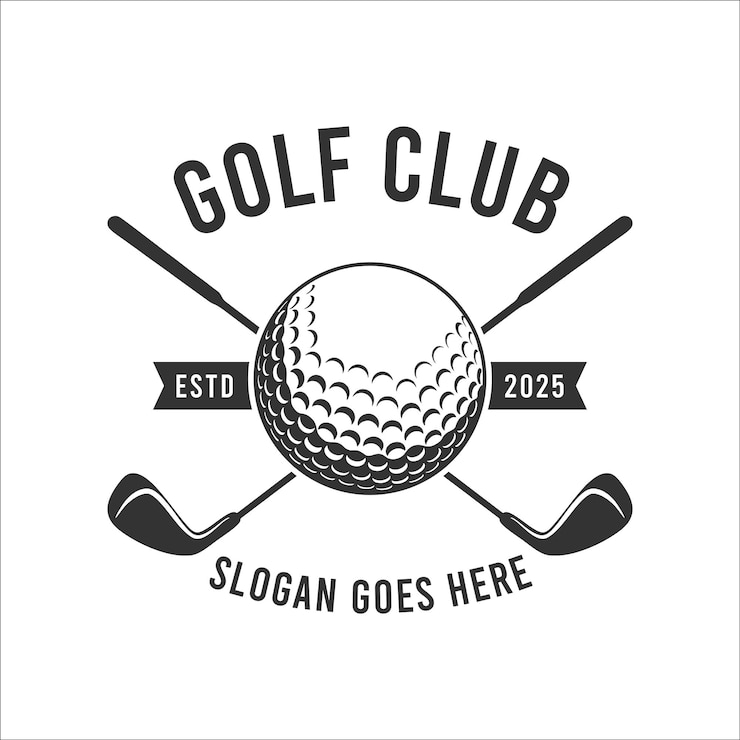 Golf Clubs logo with ball and crossed golf sticks