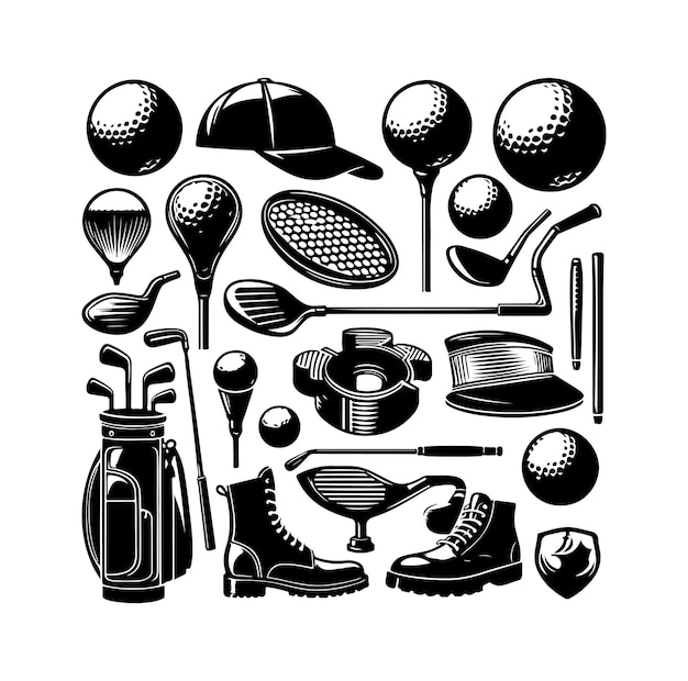 Golf collectie elementen illustratie silhouet stijl