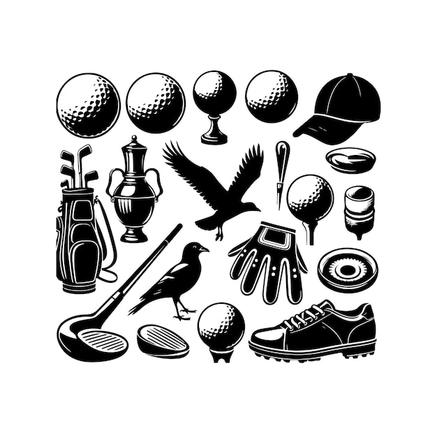 Golf collectie elementen illustratie silhouet stijl