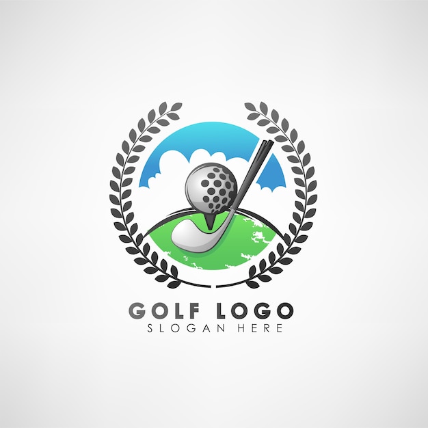 Vector golf concept logo template with laurel wreath