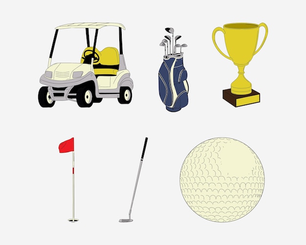 Vettore concetto di golf con l'illustrazione di vettore di disegno dell'icona