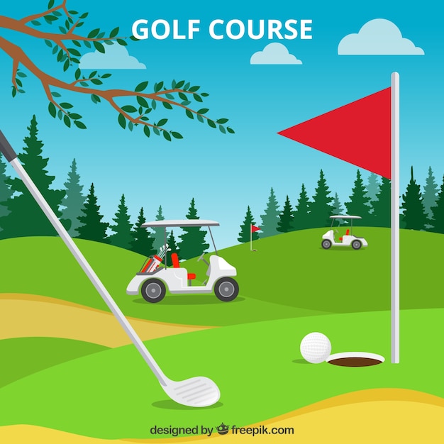 Vector golf course background in flat style