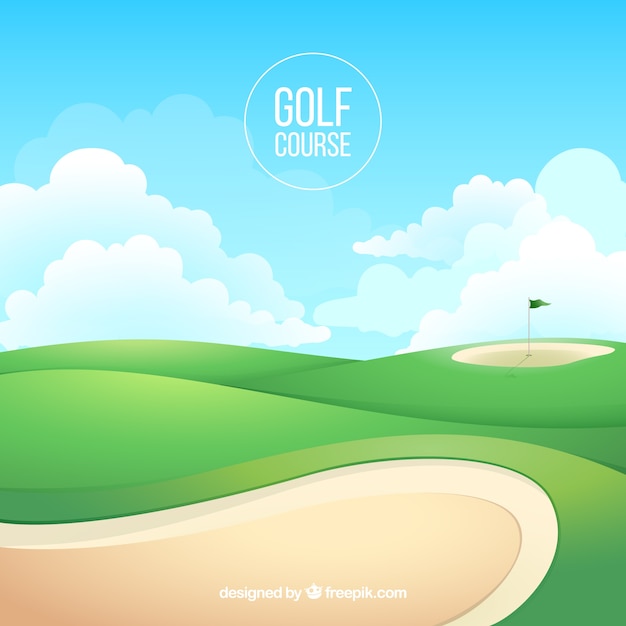 Golf course background in realistic style