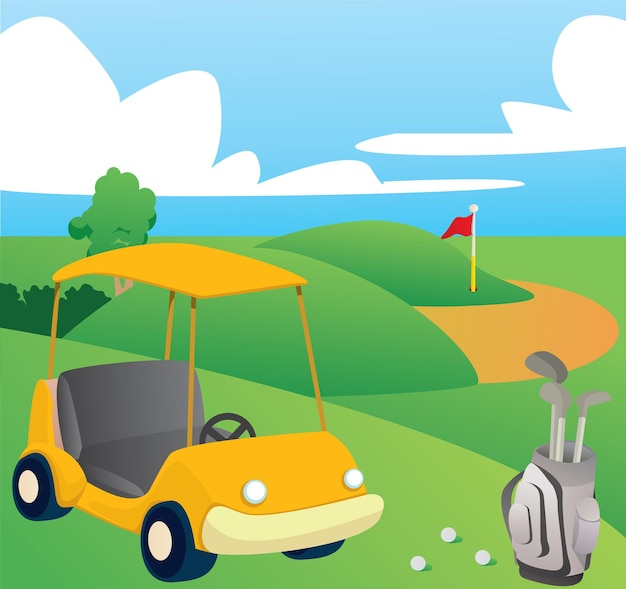 Vettore elementi di progettazione del golf illustrazione vettoriale in stile cartone animato