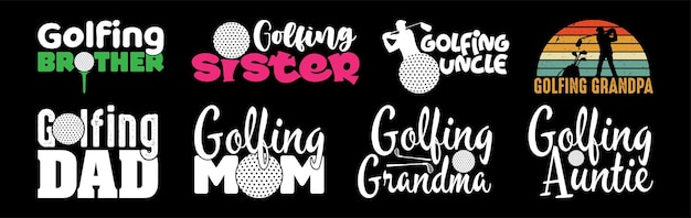 Golf Family T shirt Design Bundle Golfing shirt Vector Golf T shirt design Collection