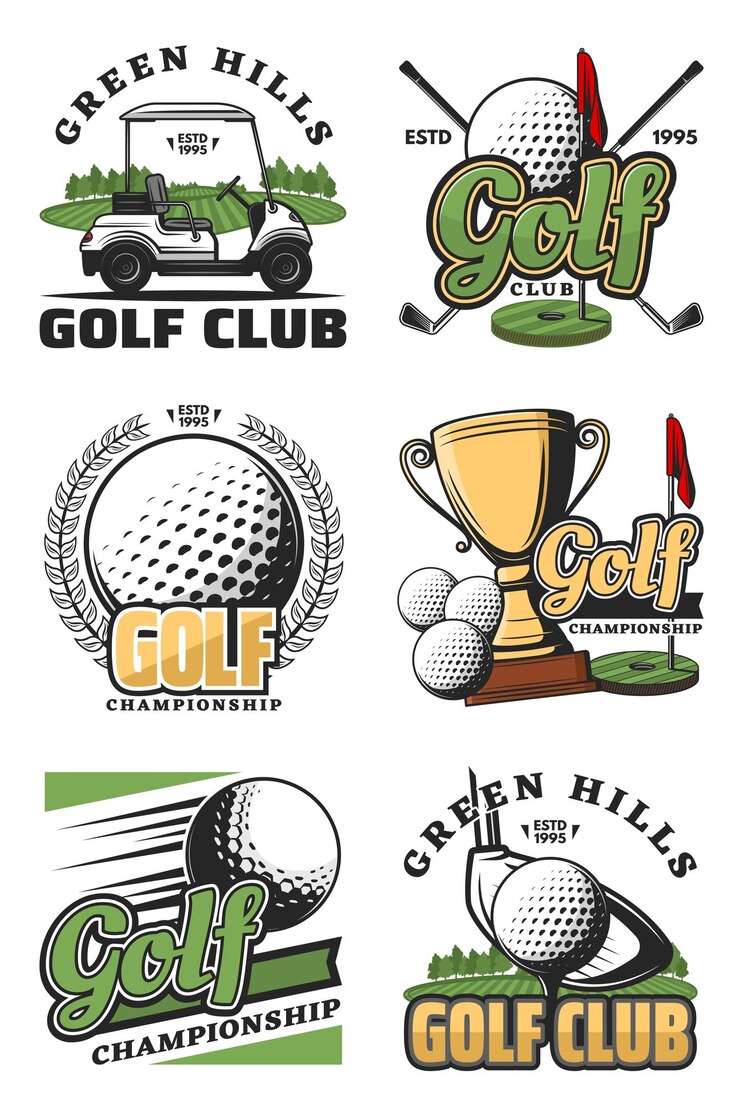 Vector golf game and sport club icons