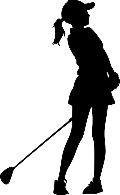 Golf Girl vector silhouet illustratie zwarte kleur