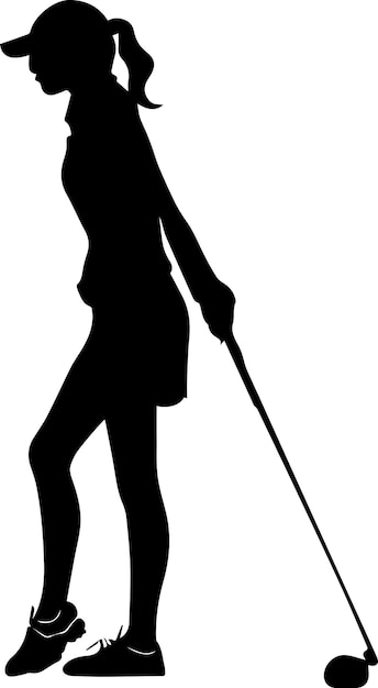 Golf Girl vector silhouet illustratie zwarte kleur